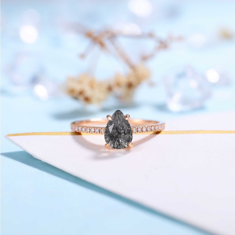Black Rutilated Quartz Ring
